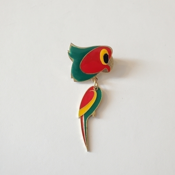 Vintage Vibrant Colourful Parrot Brooch - Picture 1 of 3
